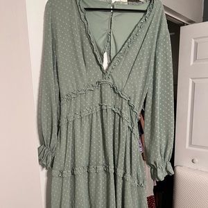Sage Open back dress